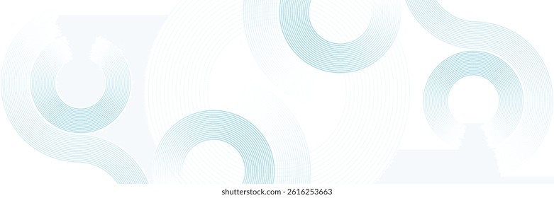 Modern gradient lines shape. Abstract blue circle lines on white background. Geometric stripe line art design. Futuristic technology concept