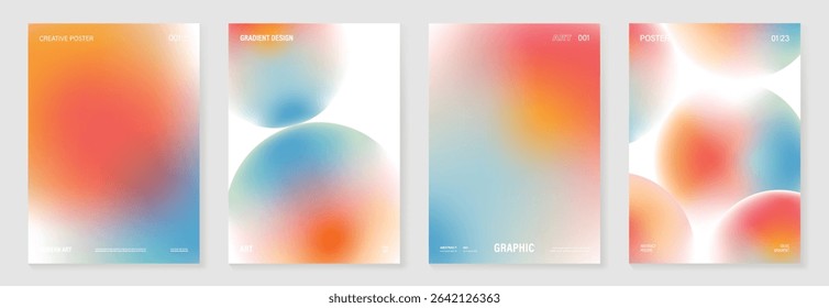 Modern gradient liquid glass poster background vector set.Cover template with perspective geometric prism shape. Ideal design for social media, cover, banner, wallpaper.