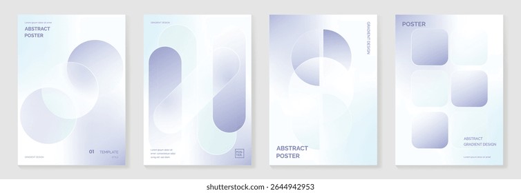 Modern gradient liquid glass poster background vector set.Cover template with perspective geometric prism shape. Ideal design for social media, cover, banner, wallpaper, promotion, ads.