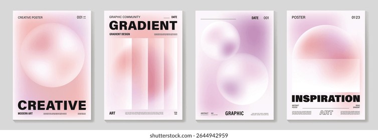 Modern gradient liquid glass poster background vector set.Cover template with perspective geometric prism shape. Ideal design for social media, cover, banner, wallpaper, promotion, ads.