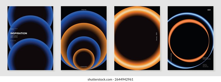 Modern gradient liquid glass poster background vector set.Cover template with perspective geometric prism shape. Ideal design for social media, cover, banner, wallpaper, promotion, ads.
