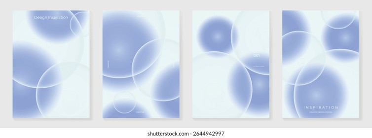 Modern gradient liquid glass poster background vector set.Cover template with perspective geometric prism shape. Ideal design for social media, cover, banner, wallpaper, promotion, ads.