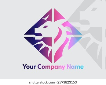 Modern gradient logo design featuring a stylized horse head in a diamond shape. Perfect for branding.