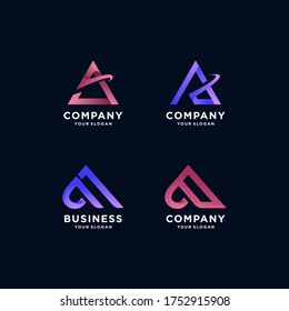 Conjunto de logotipos de degradado moderno, empresarial, empresarial, financiero Premium Vector