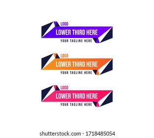 Modern gradient lower thirds banner set vector for youtube, tv channel, twitch on white background
