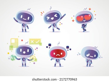 modern gradient minimal and clean robot character set