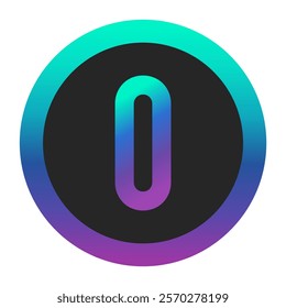 Modern Gradient Number Zero with Multi-Color Effect and Full Circular Border