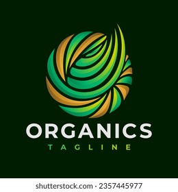 Modern gradient organic eco leaf logo design