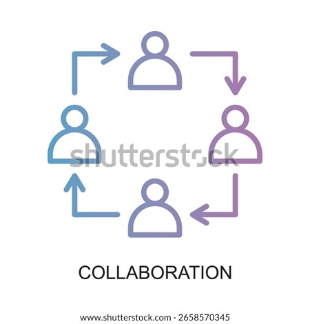 Modern Gradient Outline Teamwork Collaboration People Network Connection Diagram Icon