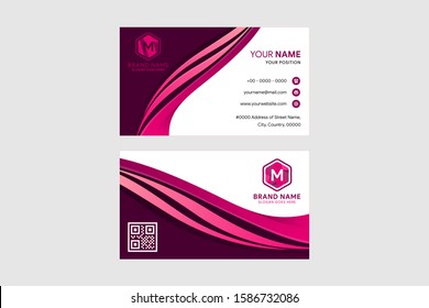 Modern gradient pink business card template or visiting card. white and dark pink background. wave element use gradient pink color. Gradient Style Corporate identity card