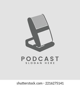 Modern gradient podcast logo design template