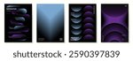 Modern gradient poster background vector set. Minimalist cover template with vibrant perspective geometric prism shapes in motion. Ideal design for social media, cover, banner, flyer.