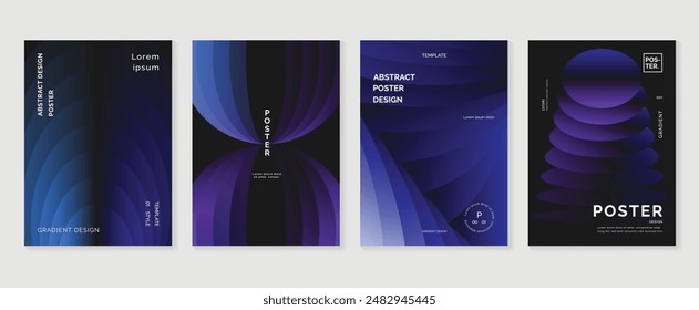 Modern gradient poster background vector set. Minimalist style cover template with vibrant perspective 3d geometric prism shapes collection. Ideal design for social media, cover, banner, flyer.