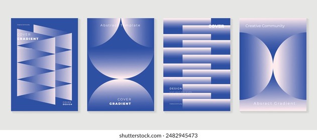 Conjunto de Vector de fondo de póster de degradado moderno. Plantilla de cubierta de estilo minimalista con colección de Formas de prisma geométrico 3d de perspectiva vibrante. Diseño ideal para redes sociales, portada, Anuncio, volante.