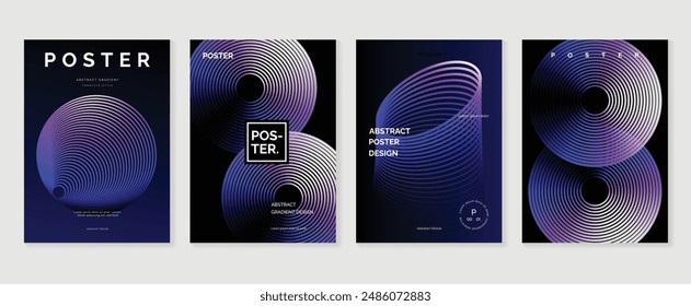 Modern gradient poster background vector set. Minimalist style cover template with vibrant perspective 3d geometric prism shapes collection. Ideal design for social media, cover, banner, flyer.