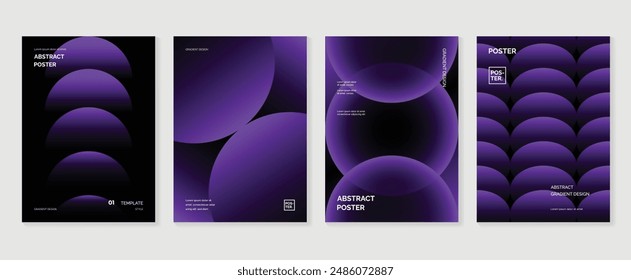 Modern gradient poster background vector set. Minimalist style cover template with vibrant perspective 3d geometric prism shapes collection. Ideal design for social media, cover, banner, flyer.