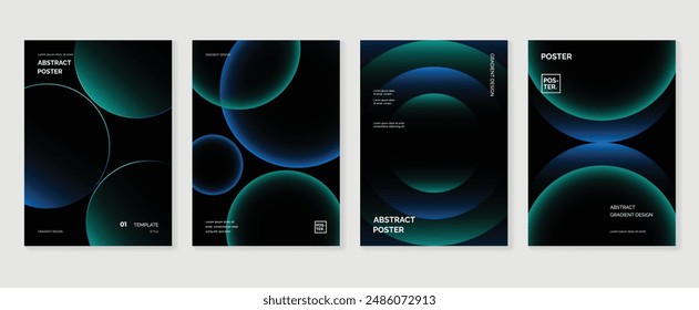 Modern gradient poster background vector set. Minimalist style cover template with vibrant perspective 3d geometric prism shapes collection. Ideal design for social media, cover, banner, flyer.