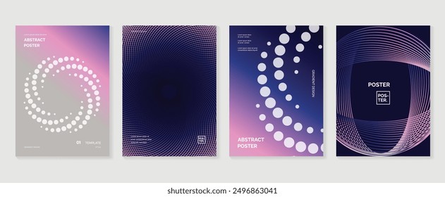 Modern gradient poster background vector set. Minimalist style cover template with vibrant blend line shapes collection. Ideal design for social media, cover, banner, flyer.