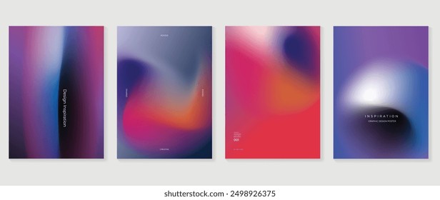 Modern gradient poster background vector set. Minimalist style cover template with monotone perspective geometric prism shapes collection. Ideal design for social media, cover, banner, flyer.