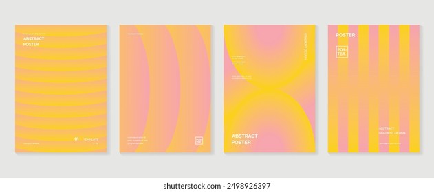 Modern gradient poster background vector set. Minimalist style cover template with vibrant perspective geometric prism shapes collection. Ideal design for social media, cover, banner, flyer.