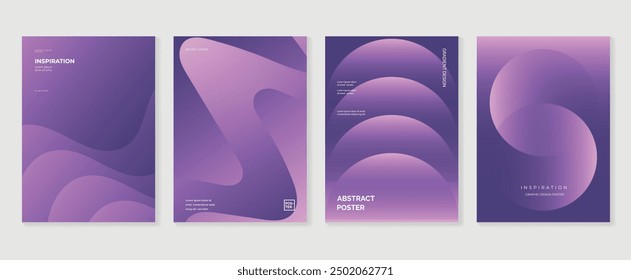 Modern gradient poster background vector set. Minimalist style cover template with monotone perspective geometric prism shapes collection. Ideal design for social media, cover, banner, flyer.