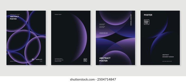 Modern gradient poster background vector set. Minimalist style cover template with monotone perspective geometric prism shapes collection. Ideal design for social media, cover, banner, flyer.