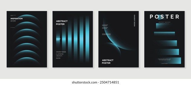 Conjunto de Vector de fondo de póster de gradiente moderno. Plantilla de cubierta de estilo minimalista con perspectiva monótona Formas de prisma geométricas colección. Diseño ideal para redes sociales, portada, Anuncio, flyer.