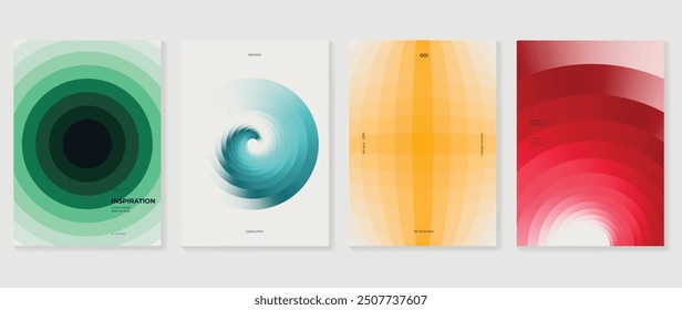 Conjunto de Vector de fondo de póster de gradiente moderno. Plantilla de cubierta de estilo minimalista con perspectiva vibrante Formas de prisma geométricas colección. Diseño ideal para redes sociales, portada, Anuncio, flyer.