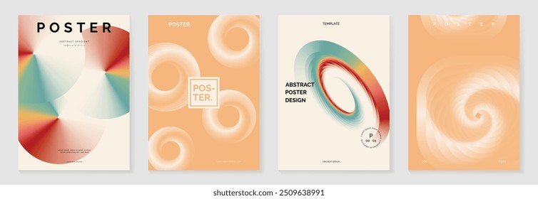 Modern gradient poster background vector set. Minimalist style cover template with vibrant perspective geometric prism shapes collection. Ideal design for social media, cover, banner, flyer.