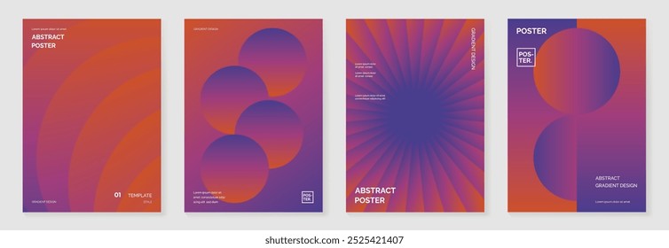 Modernes Farbverlauf-Poster-Hintergrund-Vektorset. Minimalistische Deckvorlage mit monotonen perspektivischen geometrischen Prismenformen Sammlung. Ideales Design für Social Media, Cover, Banner, Flyer.