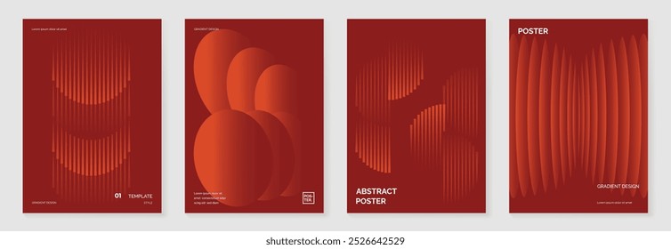 Conjunto de Vector de fondo de póster de gradiente moderno. Plantilla de cubierta minimalista con Formas de prisma geométrico de perspectiva monótona, colección de semitono. Diseño ideal para redes sociales, portada, Anuncio, flyer.