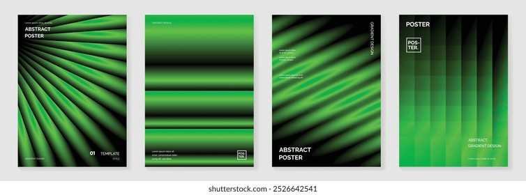 Conjunto de Vector de fondo de póster de gradiente moderno. Plantilla de cubierta minimalista con Formas de prisma geométrico de perspectiva monótona, colección de semitono. Diseño ideal para redes sociales, portada, Anuncio, flyer.