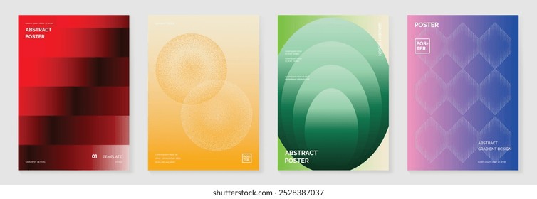 Conjunto de vetores de fundo de pôster de gradiente moderno. Modelo de cobertura minimalista com perspectiva vibrante 3d geométrica prisma formas coleção. Design ideal para mídia social, capa, banner, folheto.