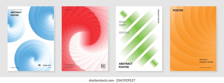 Conjunto de vetores de fundo de pôster de gradiente moderno. Modelo de cobertura minimalista com perspectiva vibrante geométrica formas coleção. Design ideal para mídia social, capa, banner, folheto.