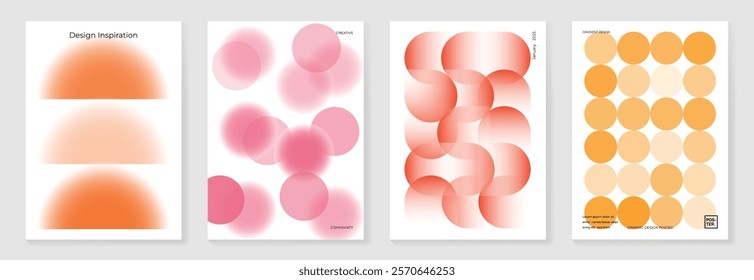 Modern gradient poster background vector set. Minimalist cover template with vibrant perspective geometric prism shapes in motion. Ideal design for social media, cover, banner, flyer.