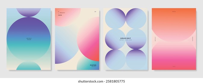 Modern gradient poster background vector set. Minimalist cover template with vibrant perspective geometric prism shapes in blurred. Ideal design for social media, cover, banner, flyer.