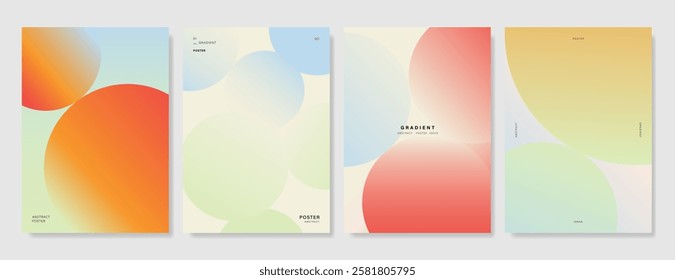 Modern gradient poster background vector set. Minimalist cover template with vibrant perspective geometric prism shapes in blurred. Ideal design for social media, cover, banner, flyer.