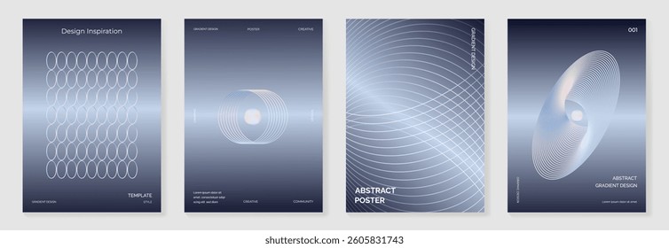 Modern gradient poster background vector set. Minimalist cover template with vibrant perspective geometric prism shapes and line. Ideal design for social media, cover, banner, flyer.