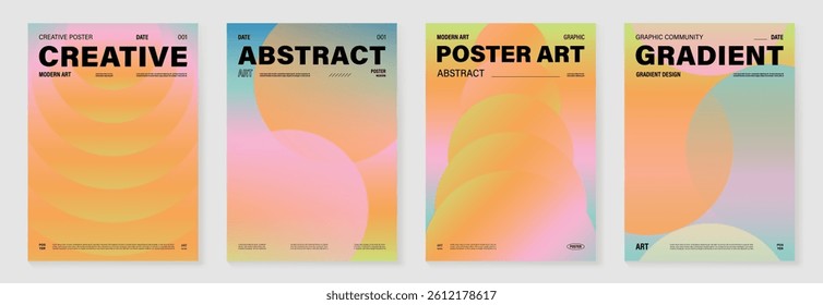 Modern gradient poster background vector set. Cover template with vibrant perspective geometric prism shapes in motion. Ideal design for social media, cover, banner, flyer.