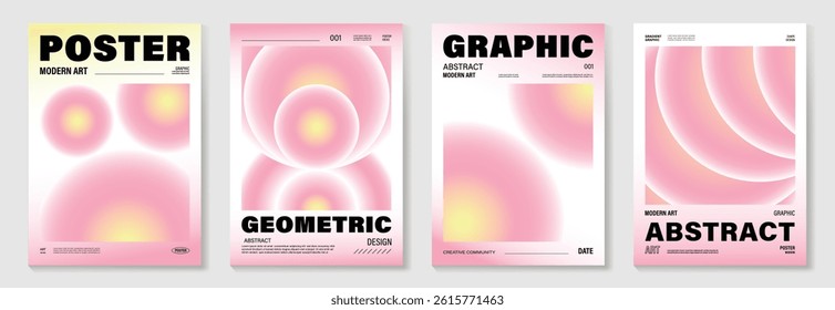 Modern gradient poster background vector set. Cover template with vibrant perspective geometric prism shapes, halftone, line. Ideal design for social media, cover, banner, flyer.