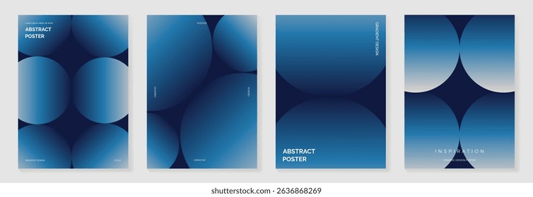 Modern gradient poster background vector set.Cover template with blue perspective geometric prism shapes, line. Ideal design for social media, cover, banner, flyer.