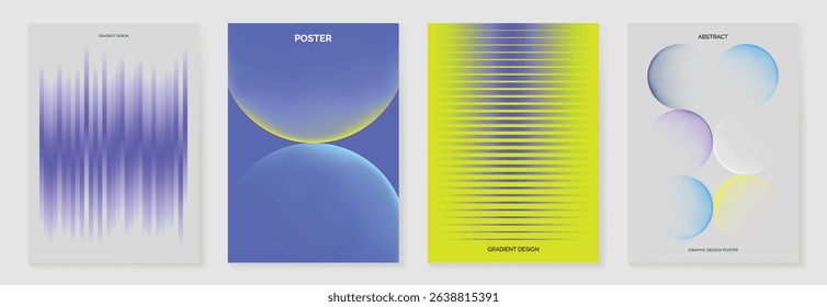 Modern gradient poster background vector set. Cover template with vibrant perspective geometric prism shapes. Ideal design for social media, cover, banner, flyer.