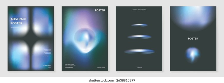 Modern gradient poster background vector set. Cover template with vibrant perspective geometric prism shapes. Ideal design for social media, cover, banner, flyer.