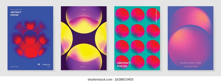 Modern gradient poster background vector set. Cover template with vibrant perspective geometric prism shapes. Ideal design for social media, cover, banner, flyer.