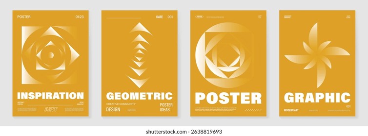 Modern gradient poster background vector set. Cover template with vibrant perspective geometric prism shapes. Ideal design for social media, cover, banner, flyer.