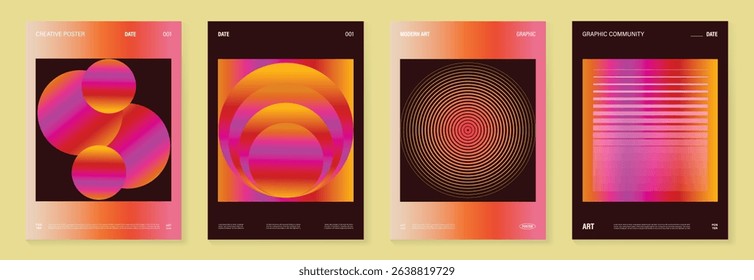 Modern gradient poster background vector set. Cover template with vibrant perspective geometric prism shapes. Ideal design for social media, cover, banner, flyer.