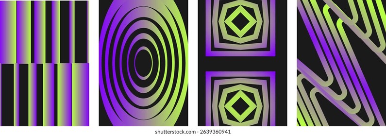 Modern gradient poster background vector collections. Cover template with vibrant perspective geometric prism shapes, line. Ideal design for social media, cover, banner, flyer.