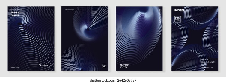 Modern gradient poster background vector set. Cover template with vibrant perspective geometric prism shapes. Ideal design for social media, cover, banner, flyer.