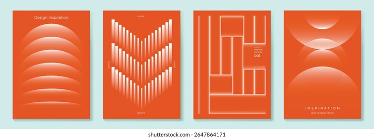 Modern gradient poster background vector set. Cover template with vibrant perspective geometric prism shapes. Ideal design for social media, cover, banner, flyer.