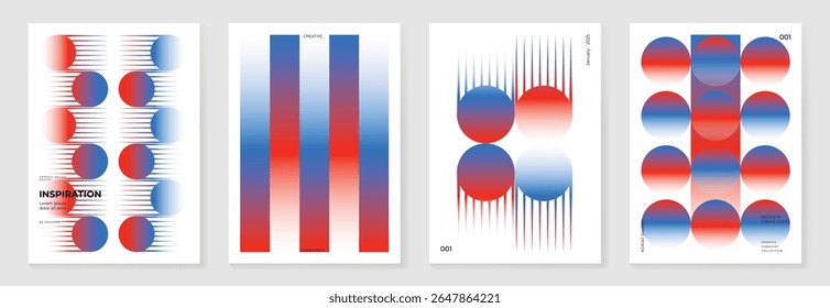 Modern gradient poster background vector set. Cover template with vibrant perspective geometric prism shapes. Ideal design for social media, cover, banner, flyer.